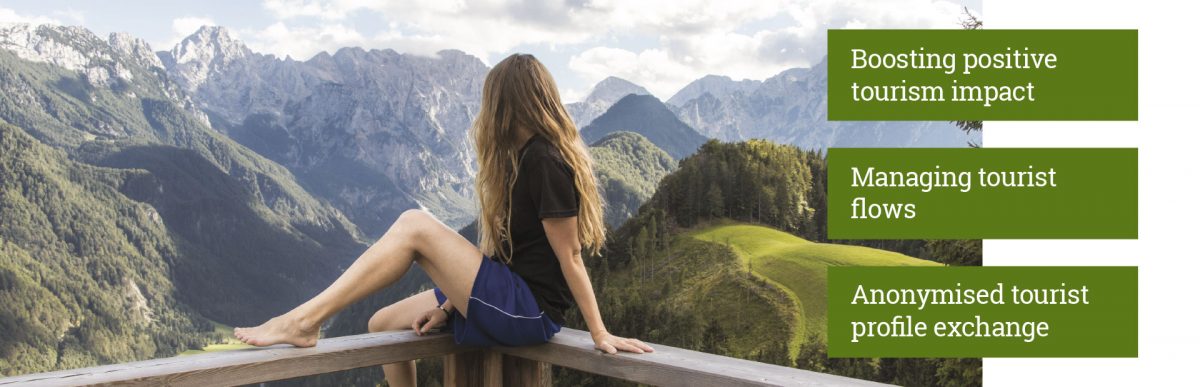 Woman looking into the mountains